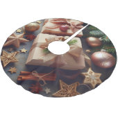 プレゼントとクリスマスオーナメント ブラッシュドポリエステルツリースカート (アングル)