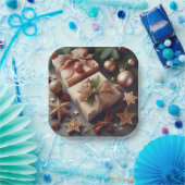 プレゼントとクリスマスオーナメント ペーパープレート (パーティー)