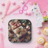 プレゼントとクリスマスオーナメント ペーパープレート (パーティー)