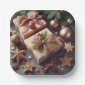 プレゼントとクリスマスオーナメント ペーパープレート (正面)