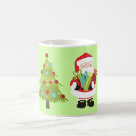 プレゼントとクリスマスツリーのサンタクロース コーヒーマグカップ