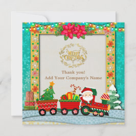 プレゼントとクリスマスツリーを乗せた汽車のサンタクロース