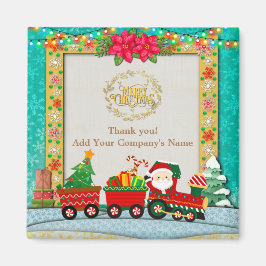 プレゼントとクリスマスツリーを乗せた汽車のサンタクロース マグネット