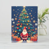プレゼントとクリスマスツリー付きサンタクロース カード (スタンド正面)