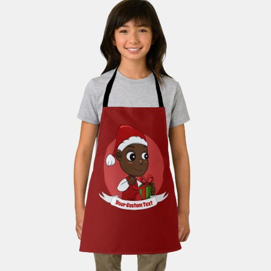 プレゼントとサンタの帽子が付いた可愛いクリスマスベビー エプロン (インサイチュ)