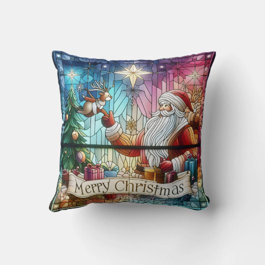 プレゼントとトナカイ付きサンタ クッション (裏面)