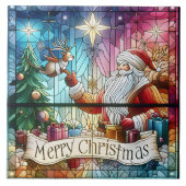 プレゼントとトナカイ付きサンタ タイル (正面)