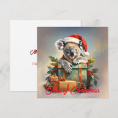 プレゼントとヒイラギを持つメリークリスマスコアラ シーズンカード (正面/裏面)