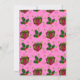 プレゼントとホリーピンク シーズンカード