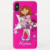 プレゼントと可愛い白うさぎホットピンクケースの女の子 Case-Mate iPhoneケース (裏面)