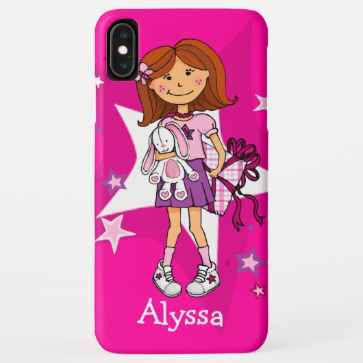 プレゼントと可愛い白うさぎホットピンクケースの女の子 Case-Mate iPhoneケース (裏面)