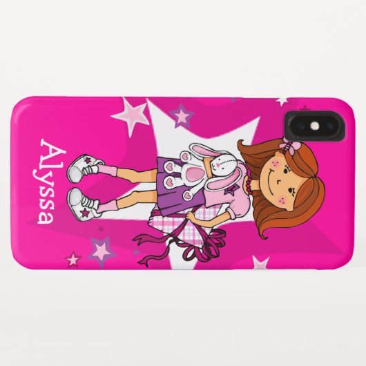 プレゼントと可愛い白うさぎホットピンクケースの女の子 Case-Mate iPhoneケース (裏面(横))