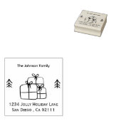 プレゼントとPIneツリーズドールウッドアートスタンプ ラバースタンプ (押印)