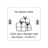 プレゼントとPIneツリーズドールウッドアートスタンプ ラバースタンプ (インプリント)