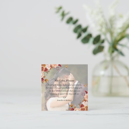 プレゼントなしウェディングギフトの写真にメモ エンクロージャーカード (スタンド正面)