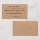 プレゼントなし喜びに注意するウェディングギフトkraft brown エンクロージャーカード (正面/裏面)