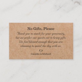 プレゼントなし喜びに注意するウェディングギフトkraft brown エンクロージャーカード