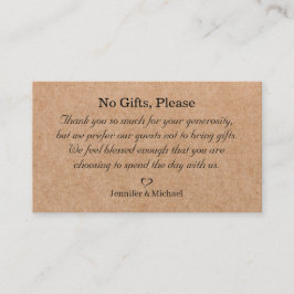 プレゼントなし喜びに注意するウェディングギフトkraft brown エンクロージャーカード