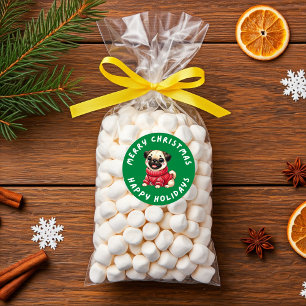 プレゼントのためのパグドッグのクリスマスプレゼント ラウンドシール