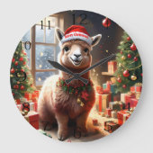 「プレゼントのアルパカ:クリスマスの物語」 ラージ壁時計 (正面)