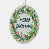 プレゼントのクリスマスオーナメントのように出席する セラミックオーナメント (右)