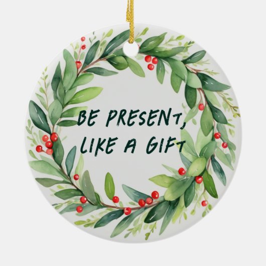 プレゼントのクリスマスオーナメントのように出席する セラミックオーナメント (裏面)