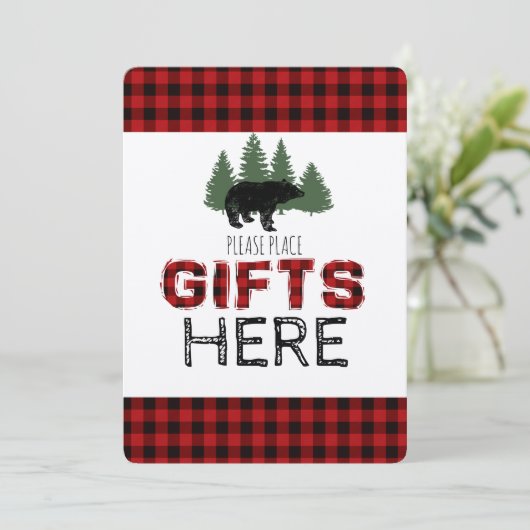 プレゼントのテーブルの印-樵のパーティー 招待状 (スタンド正面)