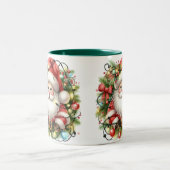 プレゼントをまとったサンタ ツートーンマグカップ (中央)