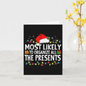 プレゼントを全て整理する家族のクリスマスで最もありそう カード (黄色い花)