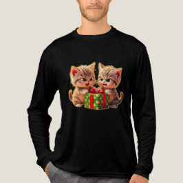 **プレゼントを奪い合うかわいい子猫たち - 楽しいクリスマス トライブレンドTシャツ