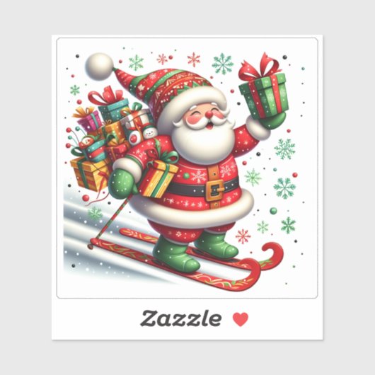 プレゼントを届けながらサンタ シール (シート)