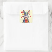 🐇 プレゼントを持ったうさぎの誕生日 スクエアシール (バッグ)