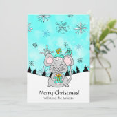 プレゼントを持ったかわいい小さなクリスマスマウス カード (スタンド正面)