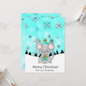 プレゼントを持ったかわいい小さなクリスマスマウス カード (正面/裏面インサイチュ)