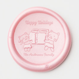 プレゼントを持ったかわいい猫たち ワックスシール