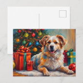 プレゼントを持ったクリスマスの犬 シーズンポストカード (正面/裏面)