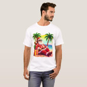 プレゼントを持ったサンタが休んでいる Tシャツ (正面フル)
