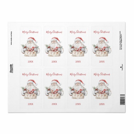 プレゼントを持ったサンタのクリスマス ラベル (フルシート)