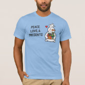 プレゼントを持った幸せな雪だるま Tシャツ (正面)