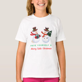 プレゼントを持った2体の雪だるま Tシャツ