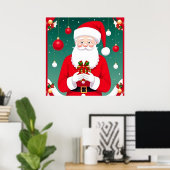 プレゼントを持っているサンタクロース ポスター (ホームオフィス)