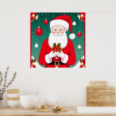 プレゼントを持っているサンタクロース ポスター (キッチン)