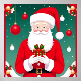プレゼントを持っているサンタクロース ポスター