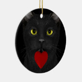 プレゼントを持ってくる黒猫 セラミックオーナメント (右)