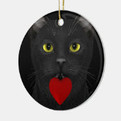 プレゼントを持ってくる黒猫 セラミックオーナメント (左)