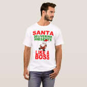 プレゼントを提供するサンタ Tシャツ (正面フル)