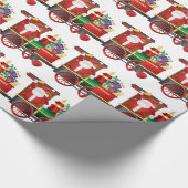 プレゼントを提供する列車のサンタクロース ラッピングペーパー (角)