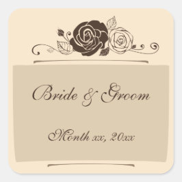 プレゼントを調整するクリームとバラ スクエアシール