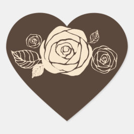 プレゼントを調整するコーヒーとクリームのバラ ハートシール