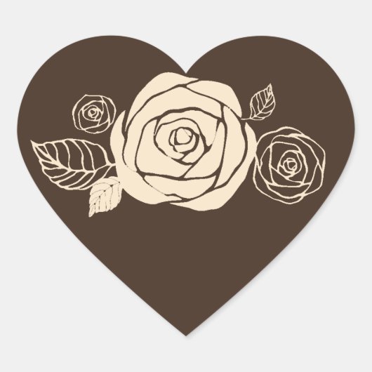 プレゼントを調整するコーヒーとクリームのバラ ハートシール (正面)